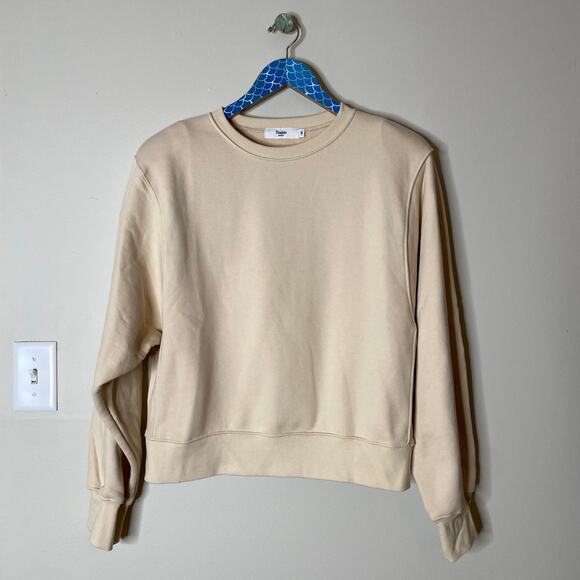 FRANKIE SHOP Vanessa Sweatshirt Vanilla Organic Cotton Shoulder Pads Medium - Picture 9 of 9